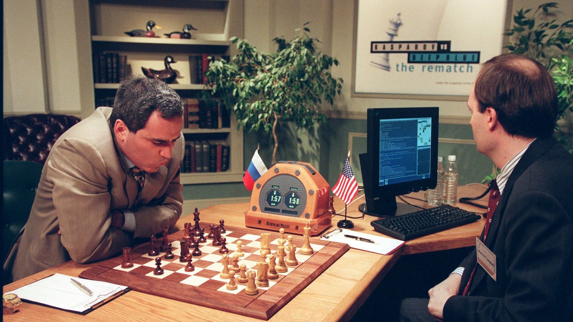 Garry Kasparov plays against the AI Deep Blue